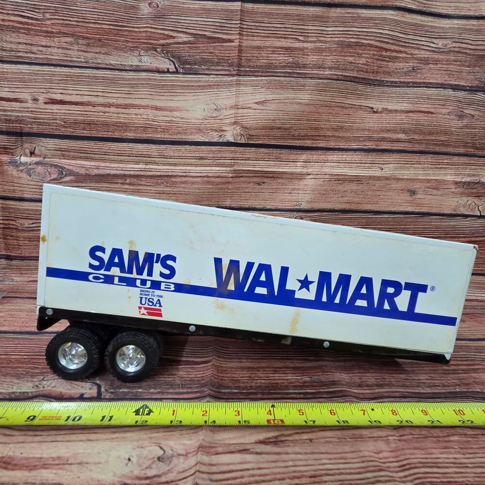 Vintage Nylint Pressed Steel Sam's / Walmart semi trailer white and blue